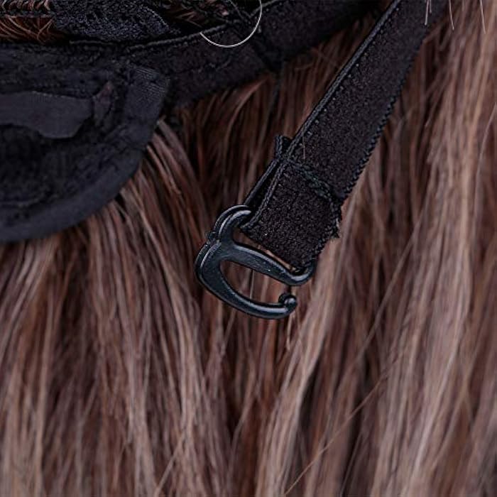 DILLARDS Creamily Dark Brown Straight Wig With Flat Bangs Synthetic Long Full Replacement Hair Heat Resistant Daily Wear Wig - Image 2